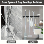 Stainless Steel Mop and Broom Holder – Heavy-Duty Wall Mount Rack