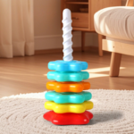 6-Layer Rainbow Spinning Stacking Tower – Toddler Sensory Toy