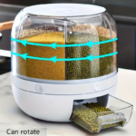 360° Rotating Rice Dispenser 19 lbs – 6-Grid Grain Storage