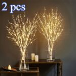 2-Pack Glow-in-the-Dark Birch Branch Lights – Battery-Powered LED Decor - Birch branch lamp