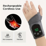 Heated Wrist Massager with Vibration Therapy - Gray