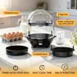Double Layer Electric Egg Cooker & Steamer with Auto Shut-Off