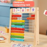 Wooden Calculation Rack Math Toy with 120 Cards for Kids