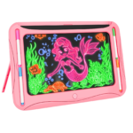 LED Light-Up Drawing Board with 9 Double-Sided Cards & Markers - pink color