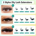 60D80D100D Thick False Eyelashes with Mixed Length, D Curl Cat-Eye Style for a Fluffy And Dramatic Look Suitable for Beginners - Image 4