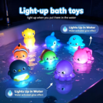 Light-Up Floating Sea Animal Bath Toys – No-Hole Water Toys for Tub & Pool