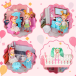 4-Story Dollhouse Playset with 4 Dolls & Furniture for Kids