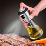 7 oz Glass & Stainless Steel Oil Sprayer Bottle with Pressure Nozzle