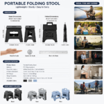 330 lbs Heavy-Duty Portable Folding Stool – Compact Plastic Seat