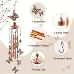Metal Butterfly Wind Chime for Outside – Garden Memorial Chimes