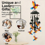 Hummingbird Wind Chimes for Outside – Black Metal Memorial Chimes