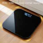 Digital Bathroom Scale with LED & Temp Display – Wide Glass Platform