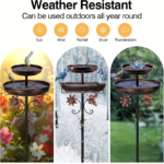 42&quote; Heavy-Duty Double-Layer Metal Bird Bath with 5-Prong Base