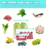60-Pack Food Storage Zipper Bags 3 Sizes – Reusable Fresh-Sealed Bags