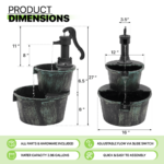 27&quote; 2-Tier Barrel Outdoor Water Fountain – 11L Garden Waterfall