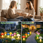 Solar Mushroom Garden Lights 8-Piece – Cracked Glass Outdoor Decor