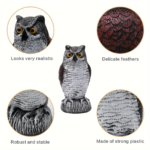 Realistic Horned Owl Decoy – Plastic Outdoor Bird & Pest Deterrent
