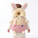 Adjustable Cartoon Animal Baby Walking Backpack – Soft Plush Head Protector - Summer New Pink Rabbit
