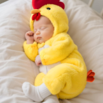 Yellow Chick Toddler Jumpsuit with Hood & Beak – Soft Warm Winter Onesie for Baby Girls & Photoshoots - Image 2