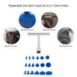 37-Piece Car Dent Repair Kit – Silver T-Bar Puller with 36 Blue Tabs