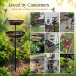 42&quote; Heavy-Duty Double-Layer Metal Bird Bath with 5-Prong Base