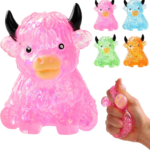 3-Pack Glitter Highland Cow Slow-Rise Squishy Fidget Toys