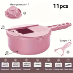 12-in-1 Vegetable Chopper Pro & Mandoline Slicer with Container - pink / 12 functions in 1