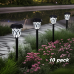 10-Pack Solar LED Garden Stake Lights – Cross Grid Landscape Decor
