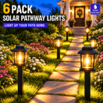 Outdoor Solar Landscape Lights, Bright Warm White LED Pathway Lights, IP66 Waterproof, Smart Dusk-to-Dawn Sensor, All-Weather Lighting for Home Entrance, Walkway, Driveway, Patio, Garden, Yard And Holiday Decor 12/6 Pack - Image 2