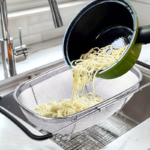 Expandable Stainless Steel Over-the-Sink Colander with Fine Mesh