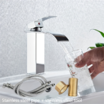 Stainless Steel Waterfall Bathroom Faucet – Hot & Cold Single Hole - Silvery