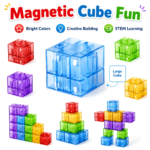 35-Piece Clear Magnetic Building Cubes 1-Inch / 0.98&quote; for Kids