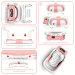 Foldable Baby Bathtub with Soft Cushion & Built-in Thermometer