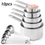 10-Piece Stainless Steel Measuring Cups & Spoons Set