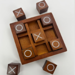 Classic Wooden Tic Tac Toe Game Set 9 Blocks – Tabletop Decor & Family Game - Classic XO chess game