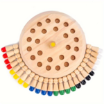 Wooden Memory Matching Game – Color Peg Chess Board for Kids - Memory Chess Puzzle Game