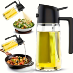 16 oz Glass Olive Oil Sprayer & Dispenser 2-in-1 - Black
