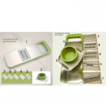 7-Piece Stainless Steel Vegetable Slicer & Grater Set - Green / 11.22 Inches/4.13 Inches