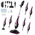10-in-1 Multifunctional Steam Mop & Handheld Cleaner 1550W - Black&Pink