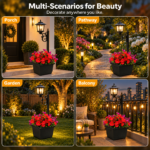 Solar Flower Pot Light 1/2-Pack – Vintage Planter Pathway Lamp