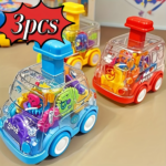 3-Pack Transparent Gear Toy Cars for Kids – Interactive Concept Cars