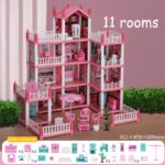 4-Story Dollhouse Playset with 4 Dolls & Furniture for Kids