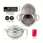 304 Stainless Steel Tempura Deep Fryer Pot with Thermometer