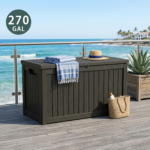 Large Outdoor Resin Deck Box with Lockable Lid & Handles