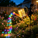 Solar Watering Can Lights Outdoor – Metal Garden Fairy Lantern - Upgrade the color light-1pcs