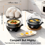 Double Layer Electric Egg Cooker & Steamer with Auto Shut-Off
