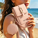 2-Piece Women's Crossbody Phone Bag & Multi-Slot Wallet Set - Light Pink (Two-Piece Set)