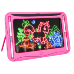 LED Light-Up Drawing Board with 9 Double-Sided Cards & Markers - Rose Red