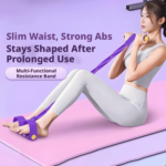 Multifunction Pedal Puller Resistance Band – Purple Workout Rope for Waist & Legs