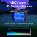 Solar Bug Zapper Outdoor – 2,000 Sq Ft Rechargeable Mosquito Zapper